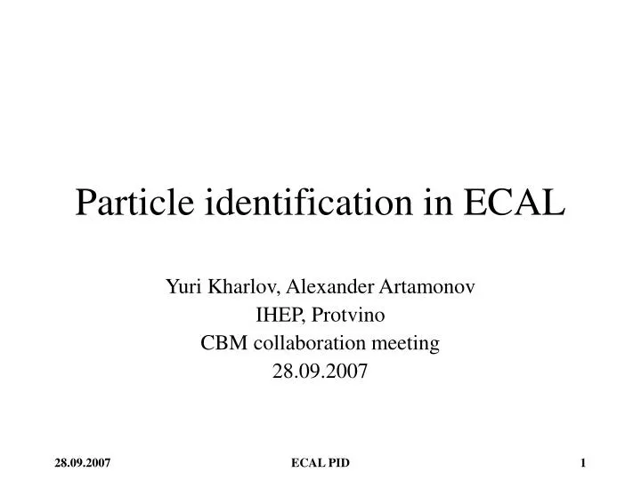 particle identification in ecal