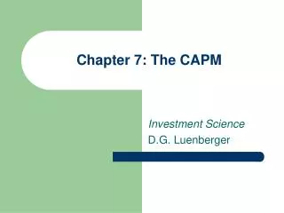 Chapter 7: The CAPM