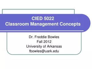 CIED 5022 Classroom Management Concepts