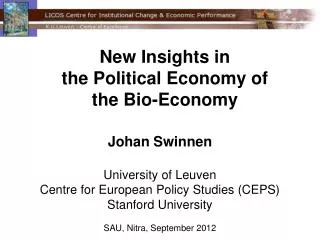 New Insights in the Political Economy of the Bio-Economy
