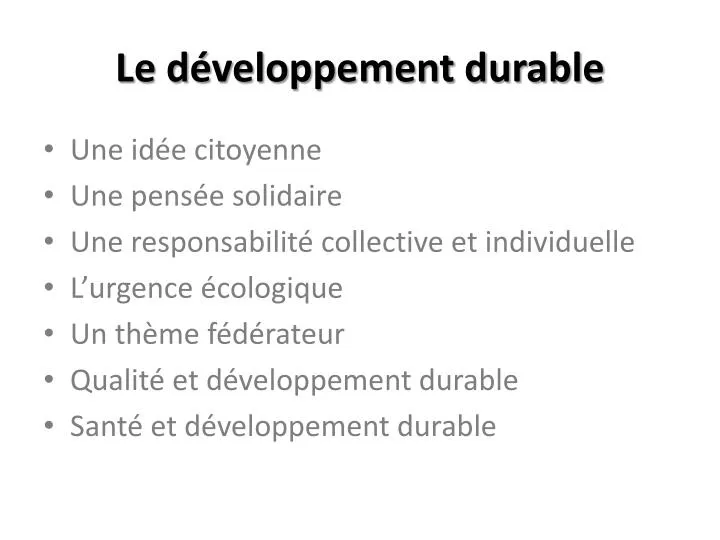 le d veloppement durable