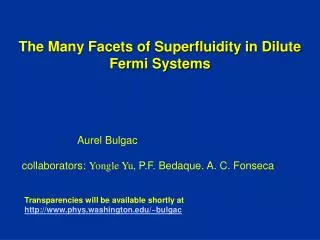 The Many Facets of Superfluidity in Dilute Fermi Systems