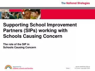 Supporting School Improvement Partners (SIPs) working with Schools Causing Concern