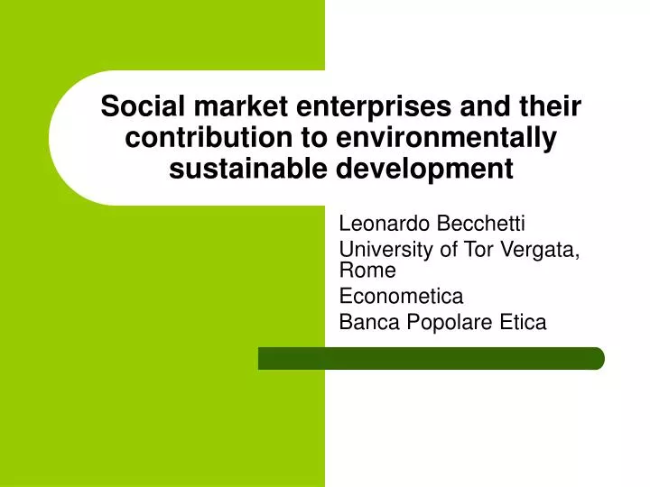 social market enterprises and their contribution to environmentally sustainable development