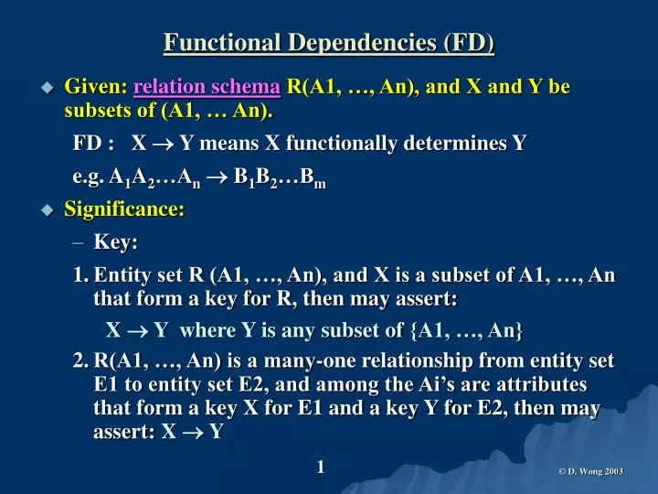 functional dependencies fd