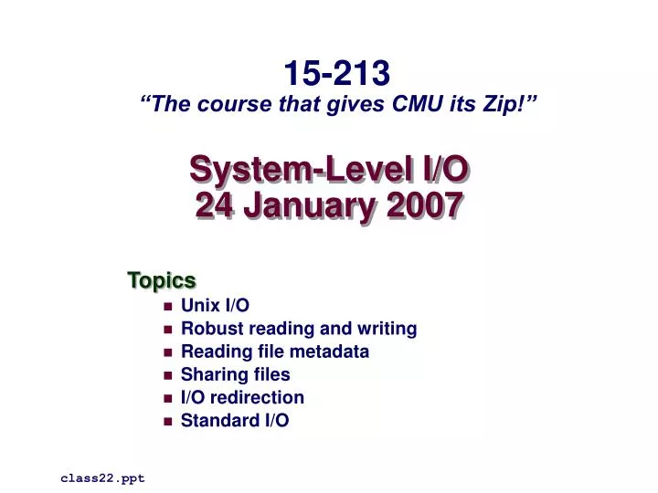 system level i o 24 january 2007