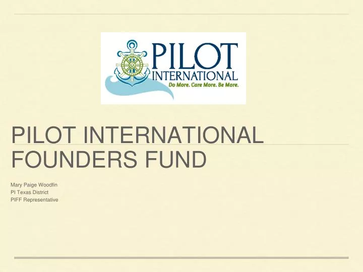 pilot international founders fund