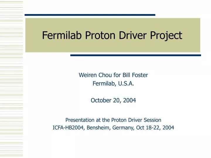 fermilab proton driver project