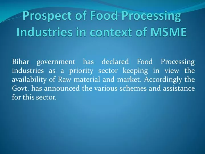 prospect of food processing industries in context of msme