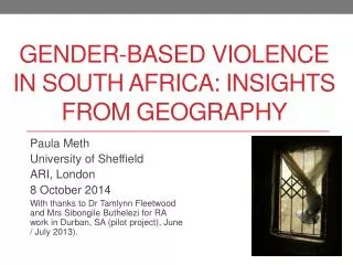 Gender-based violence in South Africa: insights from Geography
