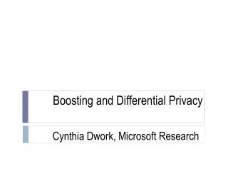 Boosting and Differential Privacy