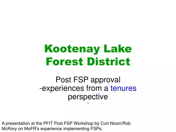 kootenay lake forest district