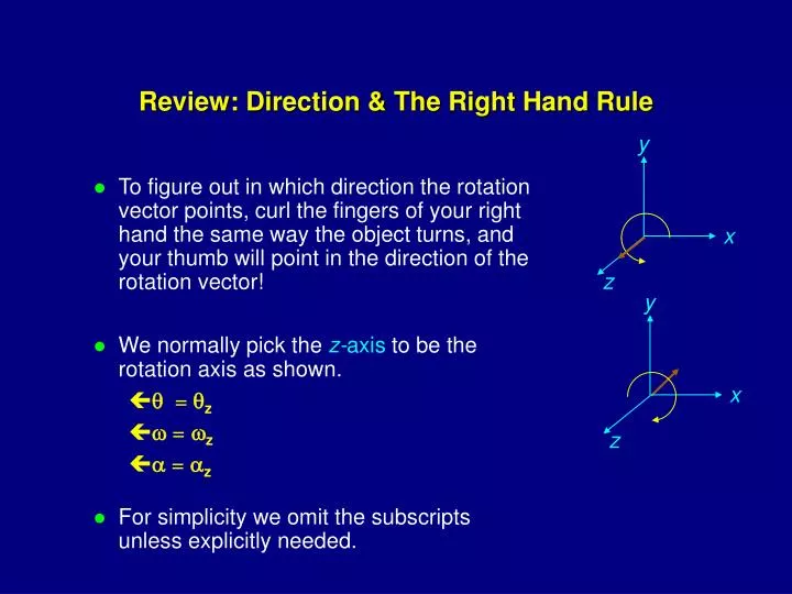 review direction the right hand rule