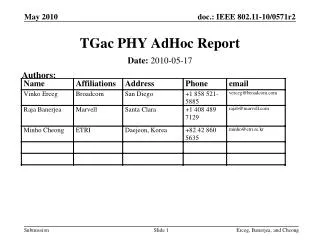 TGac PHY AdHoc Report