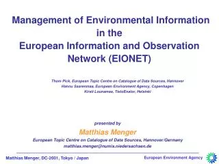 Management of Environmental Information in the