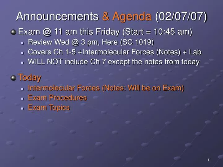 announcements agenda 02 07 07