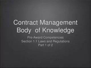 Contract Management Body of Knowledge