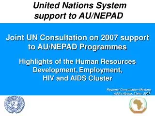 United Nations System support to AU/NEPAD