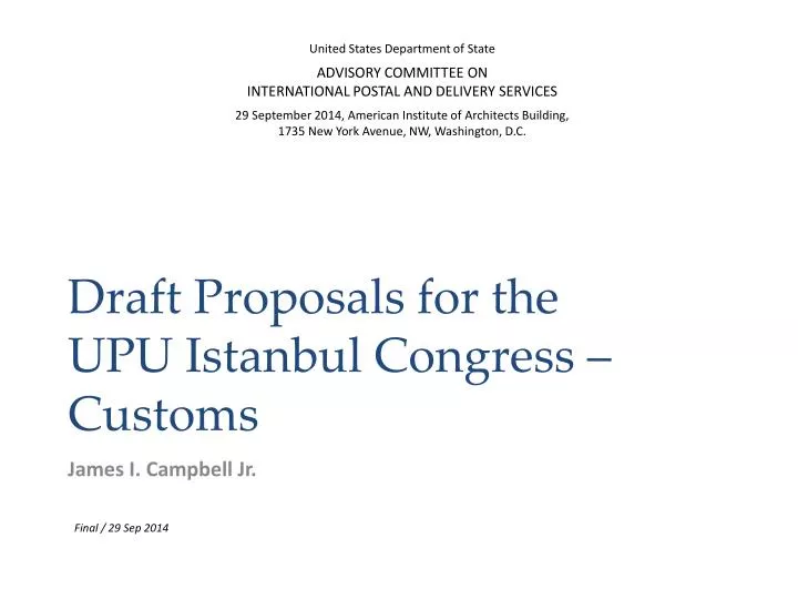 draft proposals for the upu istanbul congress customs