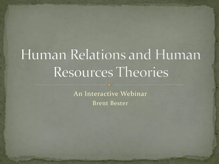 human relations and human resources theories
