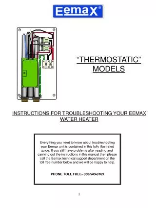 INSTRUCTIONS FOR TROUBLESHOOTING YOUR EEMAX WATER HEATER