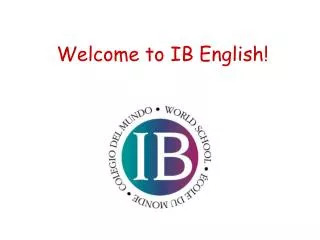 Welcome to IB English!