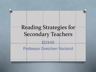 Reading Strategies for Secondary Teachers