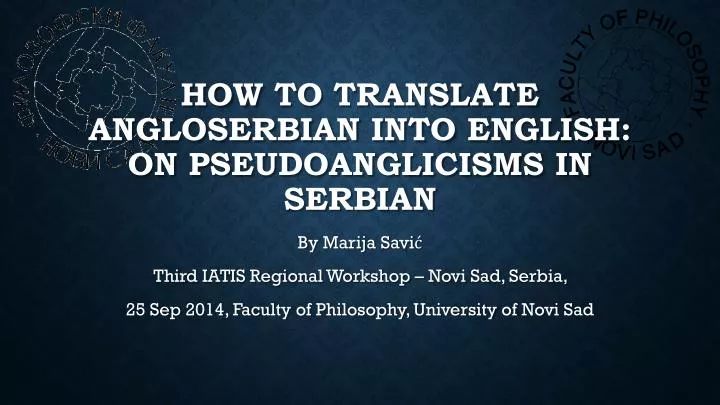 how to translate angloserbian into english on pseudoanglicisms in serbian