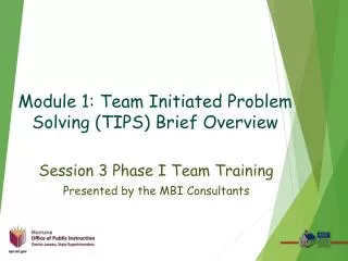 Module 1: Team Initiated Problem Solving (TIPS) Brief Overview