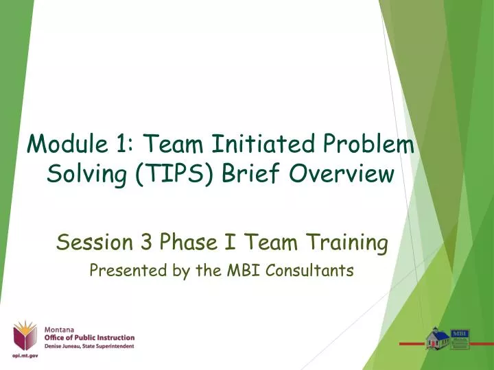module 1 team initiated problem solving tips brief overview