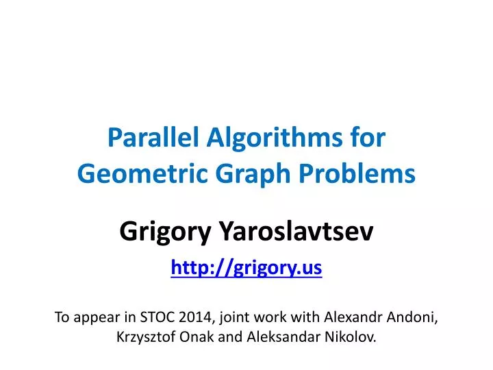 parallel algorithms for geometric graph problems