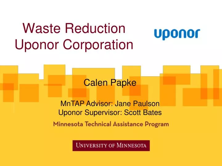 waste reduction uponor corporation
