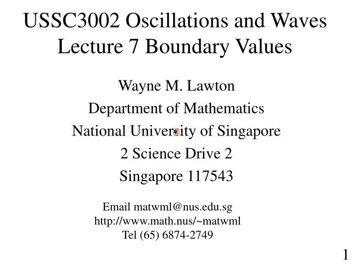 ussc3002 oscillations and waves lecture 7 boundary values