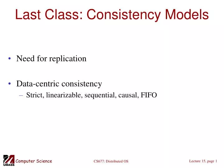 last class consistency models