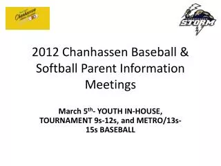 2012 Chanhassen Baseball &amp; Softball Parent Information Meetings
