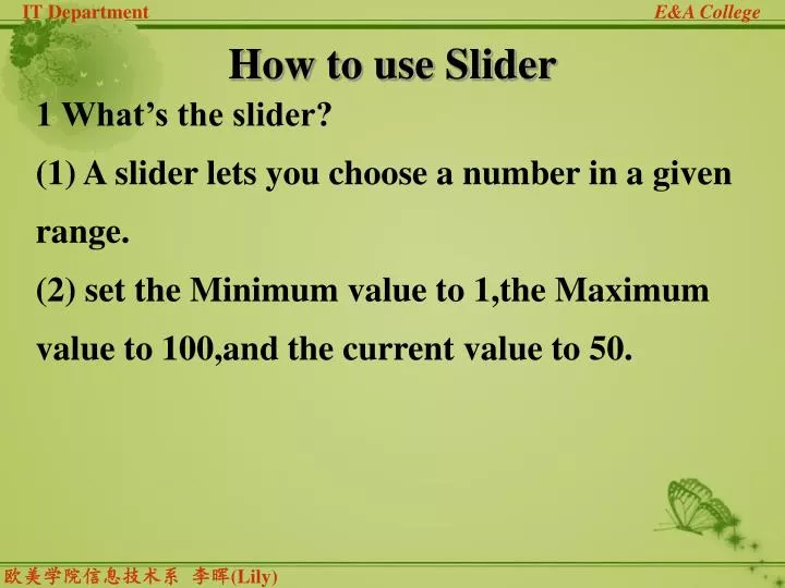 how to use slider