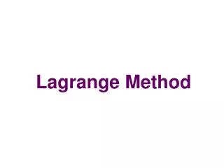 Lagrange Method