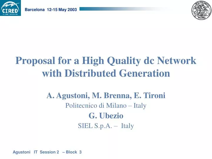 proposal for a high quality dc network with distributed generation