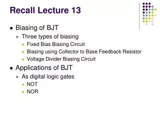 Recall Lecture 13