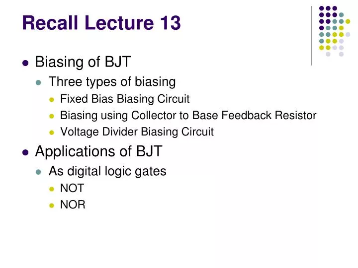 recall lecture 13