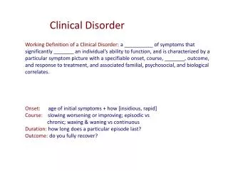 Clinical Disorder