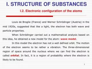 I. STRUCTURE OF SUBSTANCES