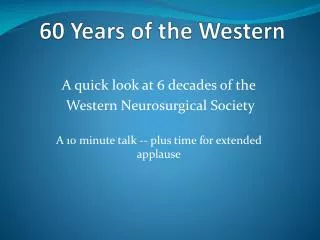 60 Years of the Western