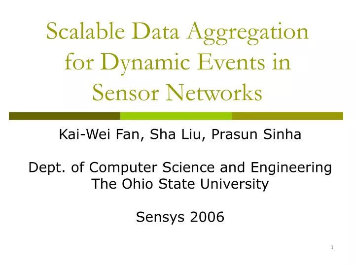scalable data aggregation for dynamic events in sensor networks