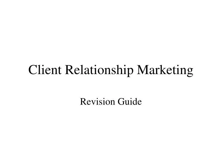 client relationship marketing