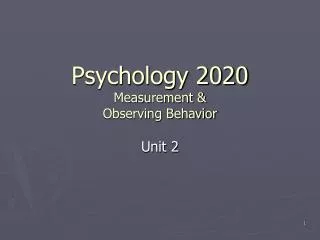 Psychology 2020 Measurement &amp; Observing Behavior