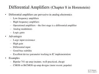 Differential Amplifiers (Chapter 8 in Horenstein)