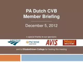 PA Dutch CVB Member Briefing
