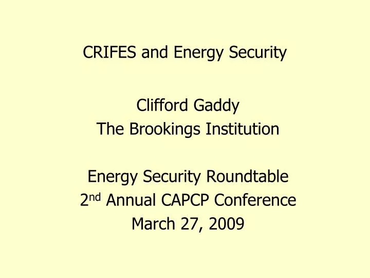 crifes and energy security