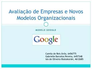 Avaliação de Empresas e Novos Modelos Organizacionais